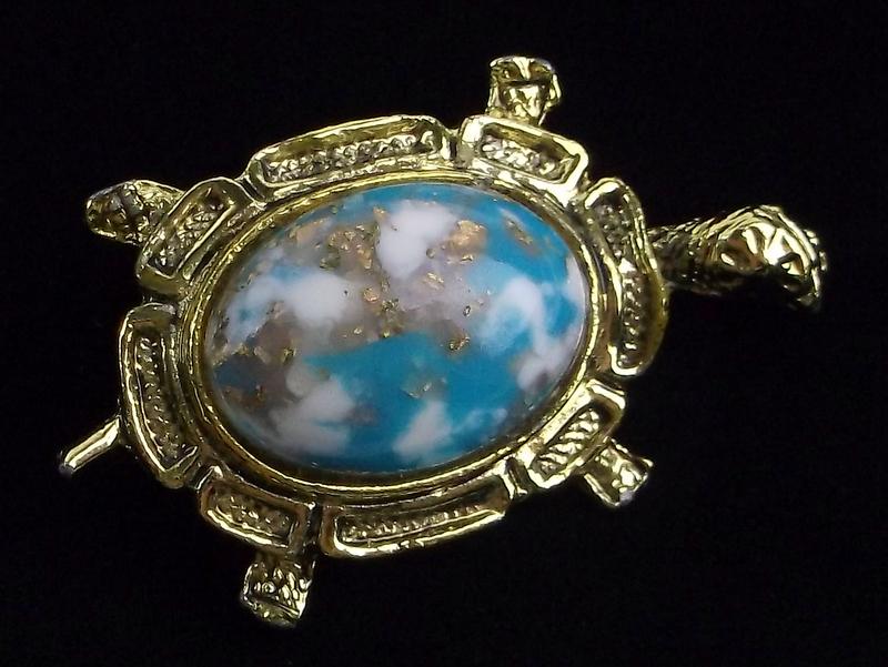 Mint Vintage 1960s Rhinestone Turtle Brooch (1 of 2)