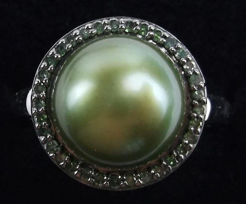 Mint Vintage Sterling Silver Pearl Diamond Ring 5.5 (1 of 2)