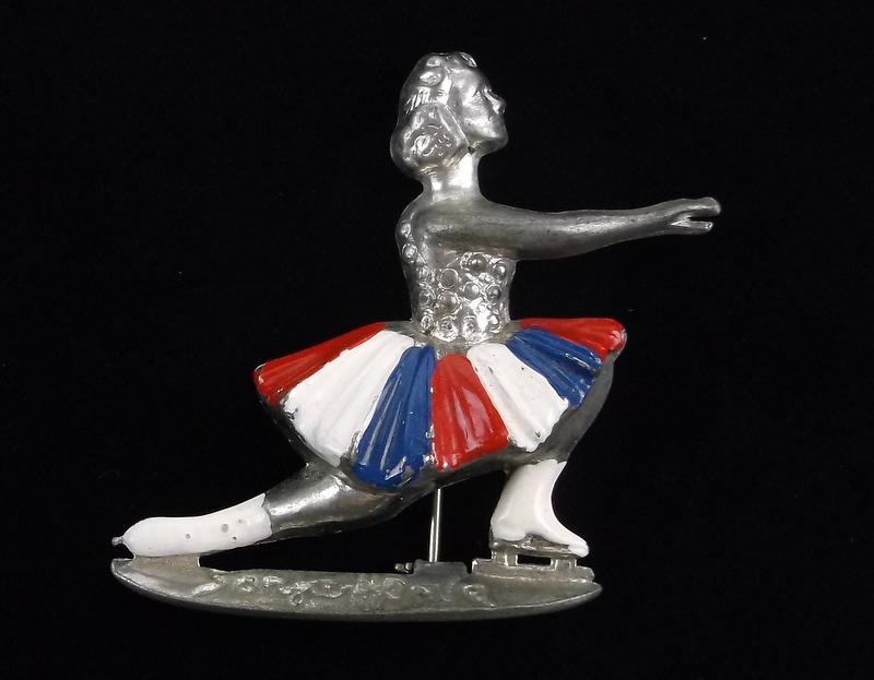 Gorgeous Vint 1930s Sonja Henie Ice Skater Brooch RARE (1 of 4)