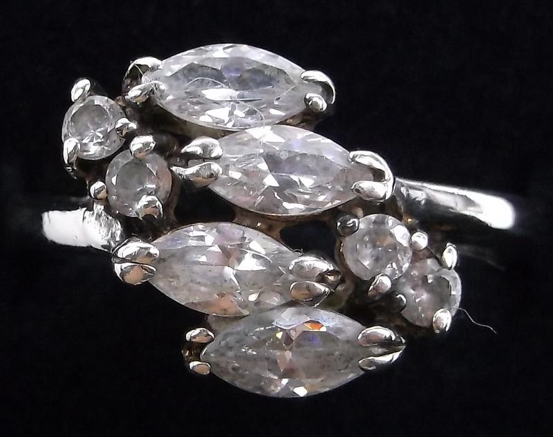 Mint Vint Thick Sterling Silver White Stone Ring 7 (1 of 2)