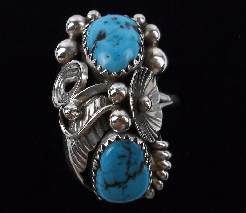 Navajo Maxine Calladito Sterling Turquoise Ring 9 (1 of 3)