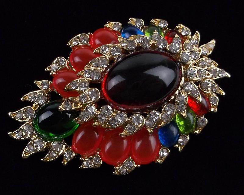 Mint Elegant Jelly Belly Rhinestone Brooch Ornate (1 of 2)