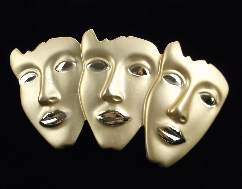 Big Mint Vintage Lady Face Runway Brooch (1 of 3)