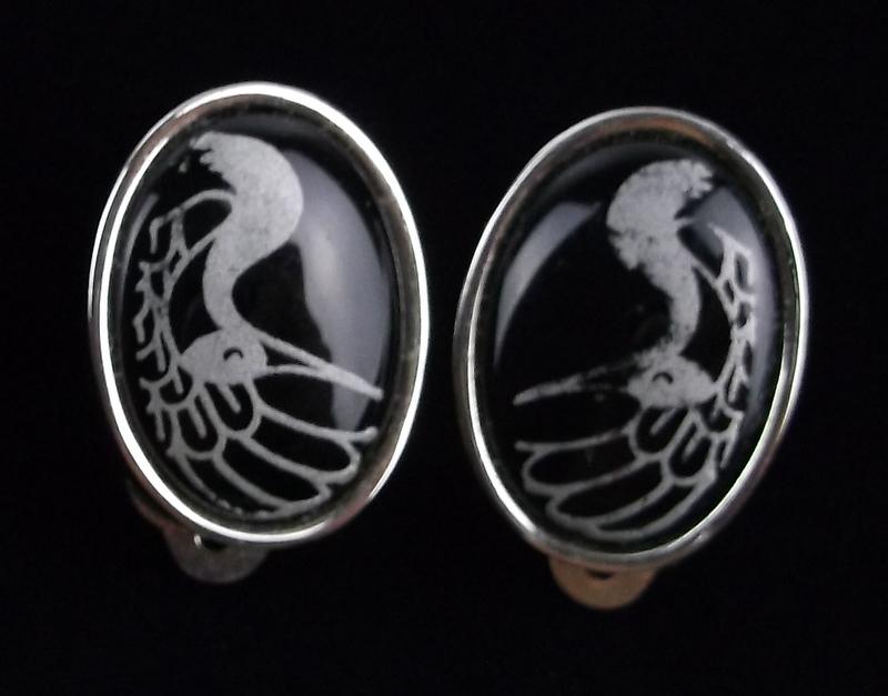 Mint Vintage 1950s Whiting Davis Peacock Earrings (1 of 3)