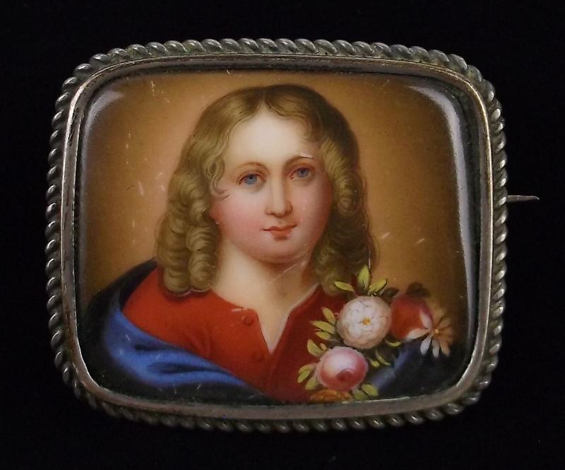 RARE 1880s Victorian Sterling Limoges Portrait Brooch Signed (1 of 5)