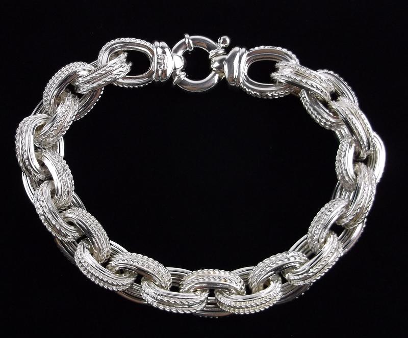 New HUGE Heavy Sterling Silver Chain Bracelet 9" (1 of 3)