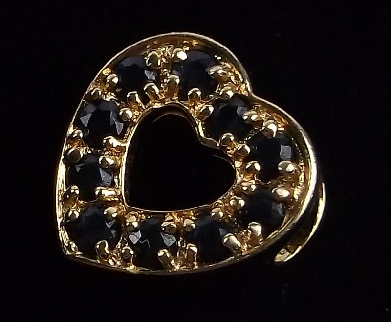 New Gold Over Sterling Sapphire Heart Pendant: Solid Sterling Silver Guaranteed, in Brand New Never Worn Condition.