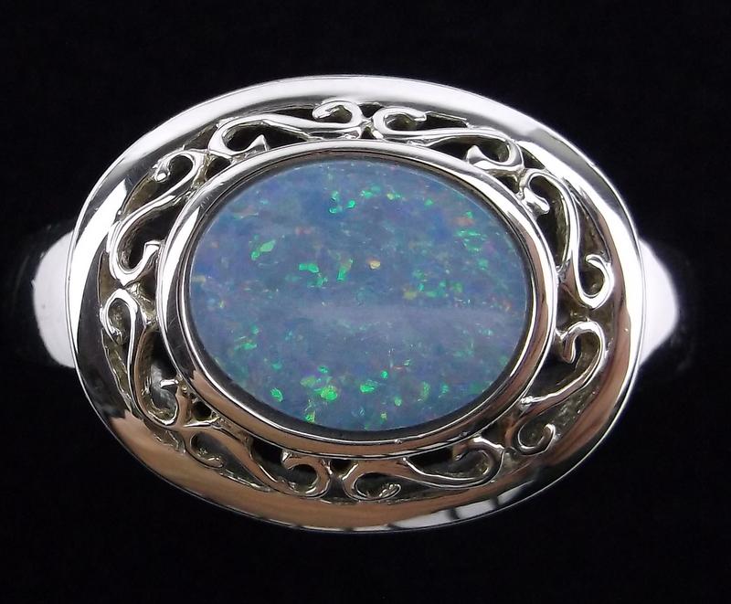 Mint Thick Sterling Silver Designer Opal Ring 11 (1 of 3)