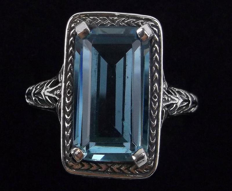 Mint Vint Ornate Sterling Silver Blue Stone Ring 9 (1 of 4)