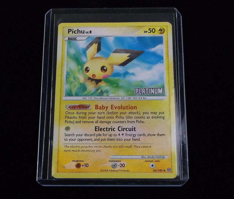 2008 Pokemon Pichu Platinum Poke Power Holo Card: A Vintage Pokemon Original Card in Top Loader and penny sleeve