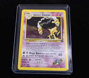 Vintage 2000 Pokemon Sabrinas Alakazam Rare Holo Card: A Vintage Pokemon Original Card in Top Loader and penny sleeve