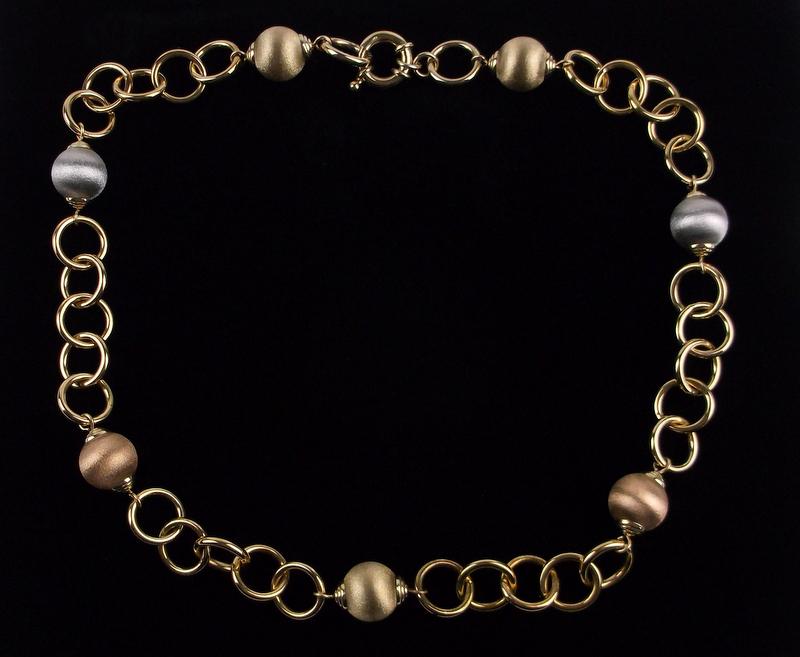 Mint 14kt Gold Over Sterling Silver Ball Necklace 18" BIG (1 of 3)