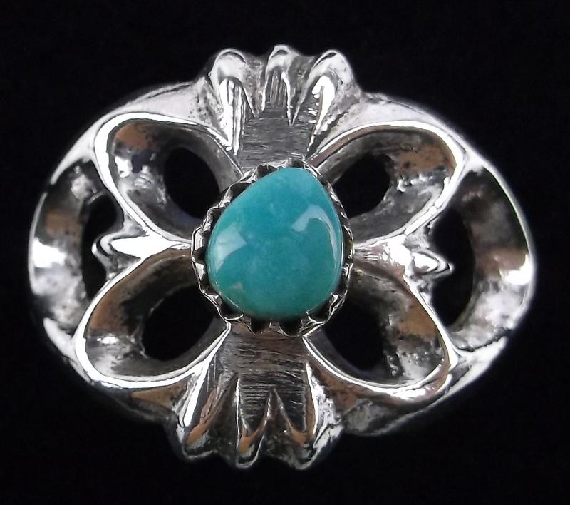 Mint Thick Navajo Sterling Silver Turquoise Ring 8 (1 of 3)