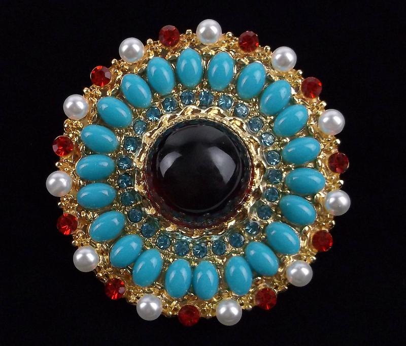 Mint Enameled Rhinestone Dazzling Elegant Brooch (1 of 2)