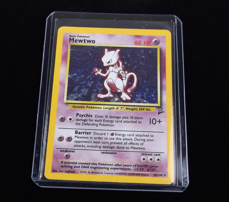 Vintage 2000 Pokemon Mewtwo Rare Holo Card: A Vintage Pokemon Original Card in Top Loader and penny sleeve
