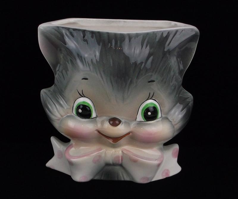 New Vintage 1950s Hand Painted Cat Planter Ceramic (1 of 7)