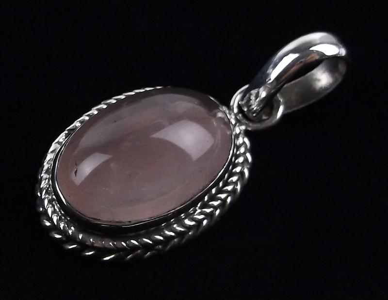Mint Vintage Heavy Sterling Silver Rose Quartz Pendant (1 of 2)