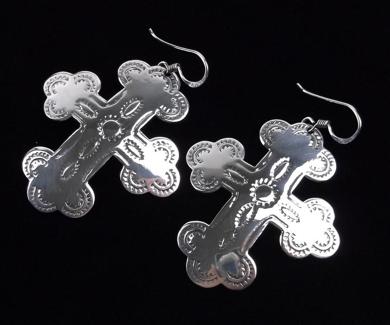 Big Mint Vintage Sterling Silver Cross Earrings (1 of 2)