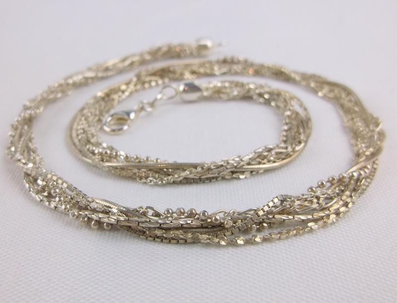 Mint Vint Heavy Sterling Silver 7 Strand Necklace 16" (1 of 3)