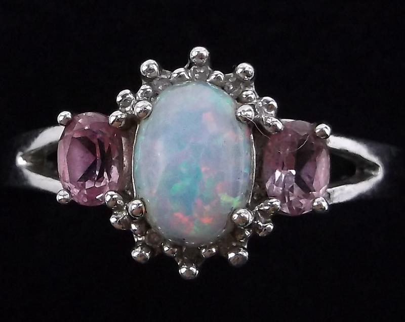 Stunning Sterling Silver Opal Tourmaline Ring 7 (1 of 2)