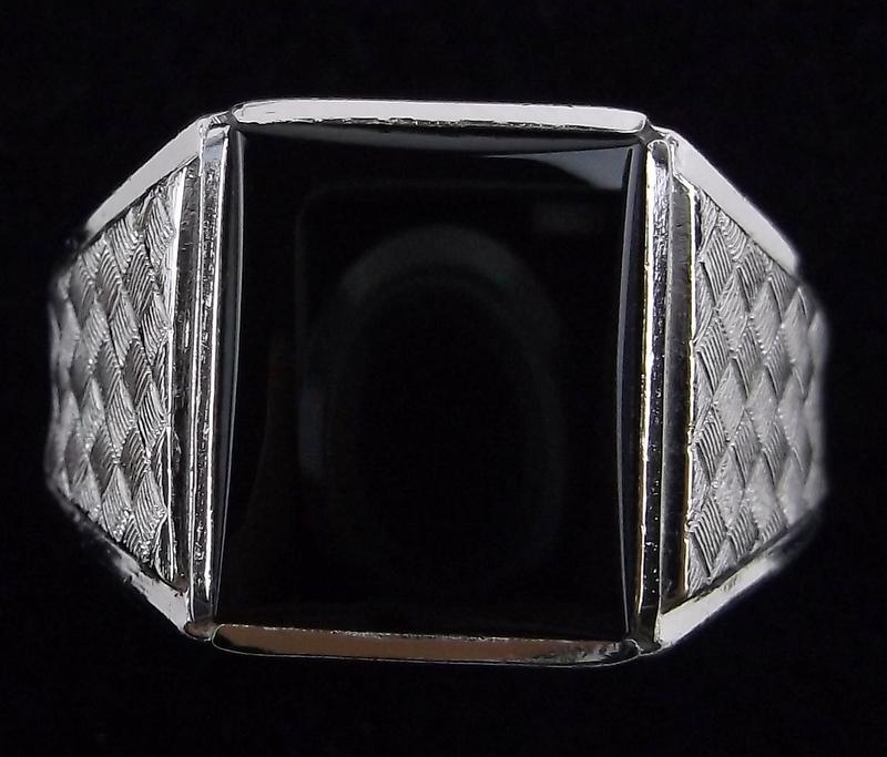 New Vint 1960s Espo Sterling Silver Onyx Mens Ring 10 (1 of 3)