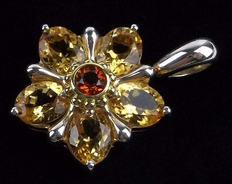 New Ann King Sterling Silver Citrine Garnet Pendant (1 of 3)