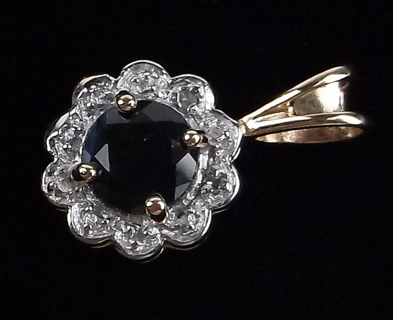 New Gold Over Sterling Sapphire Diamond Pendant (1 of 2)