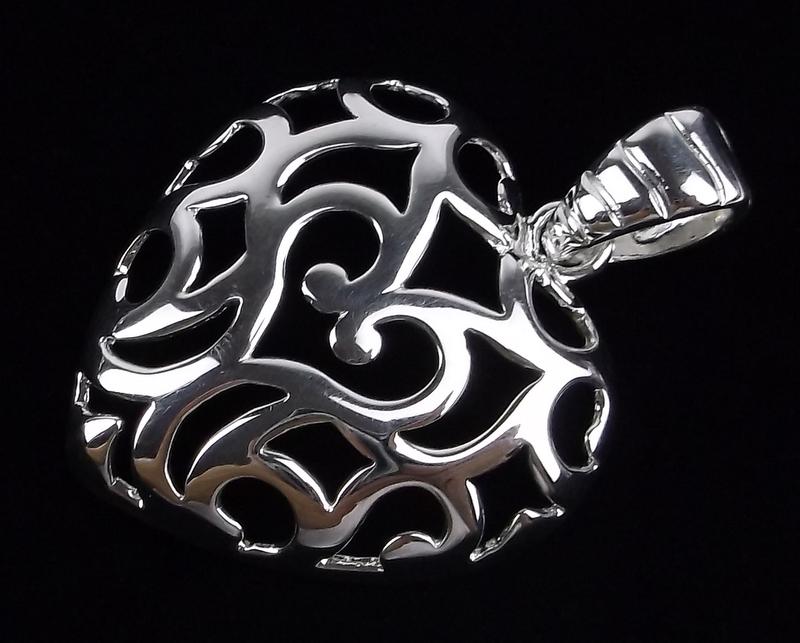 New Big Sterling Silver Heart Pendant: Solid Sterling Silver Guaranteed, in Brand New Never Worn Condition.