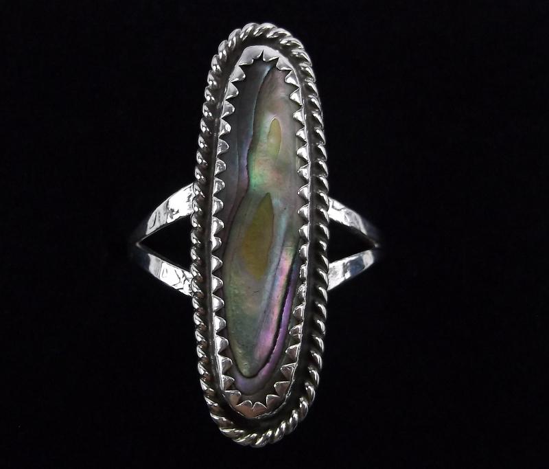 Mint Vint 1960s Navajo Sterling Silver Abalone Ring 6.5 (1 of 2)