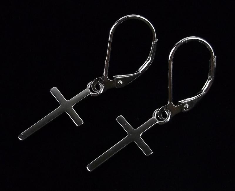 New Sterling Silver Cross Drop Earrings (1 of 2)
