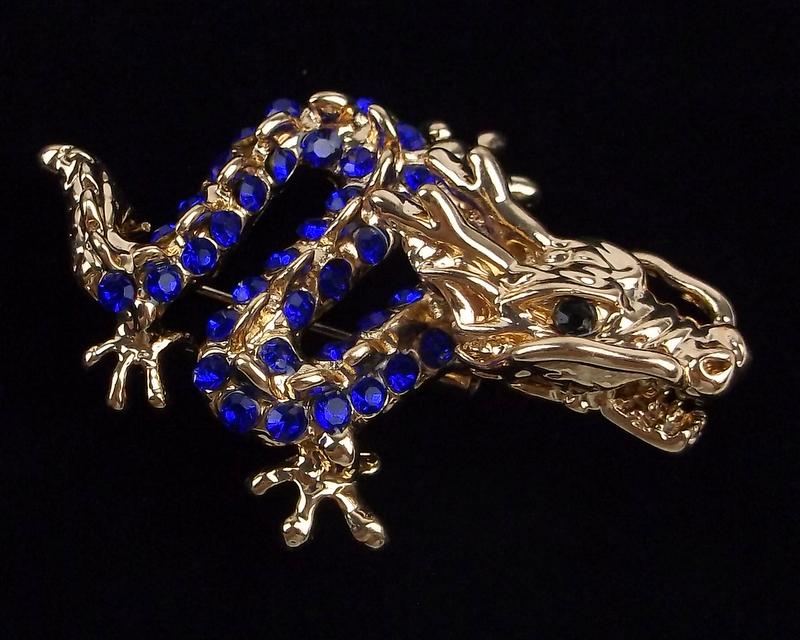 Mint Rhinestone Dragon Brooch Head Bobs: Mint Condition, In Like New Condition, Perfect