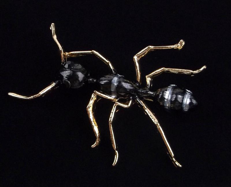 Big Mint Enameled Rhinestone Ant Insect Brooch (1 of 2)