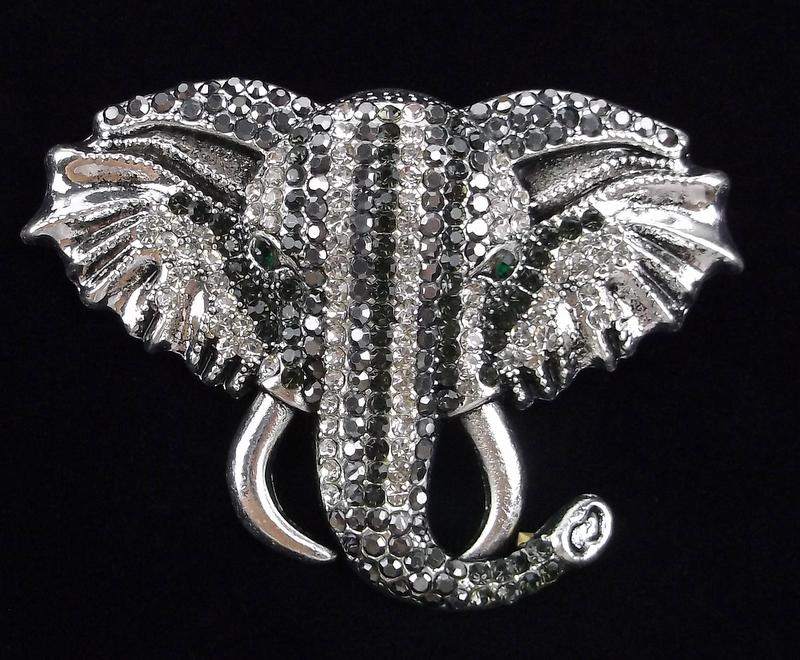 Mint Enameled Rhinestone Safari Elephant Brooch (1 of 2)