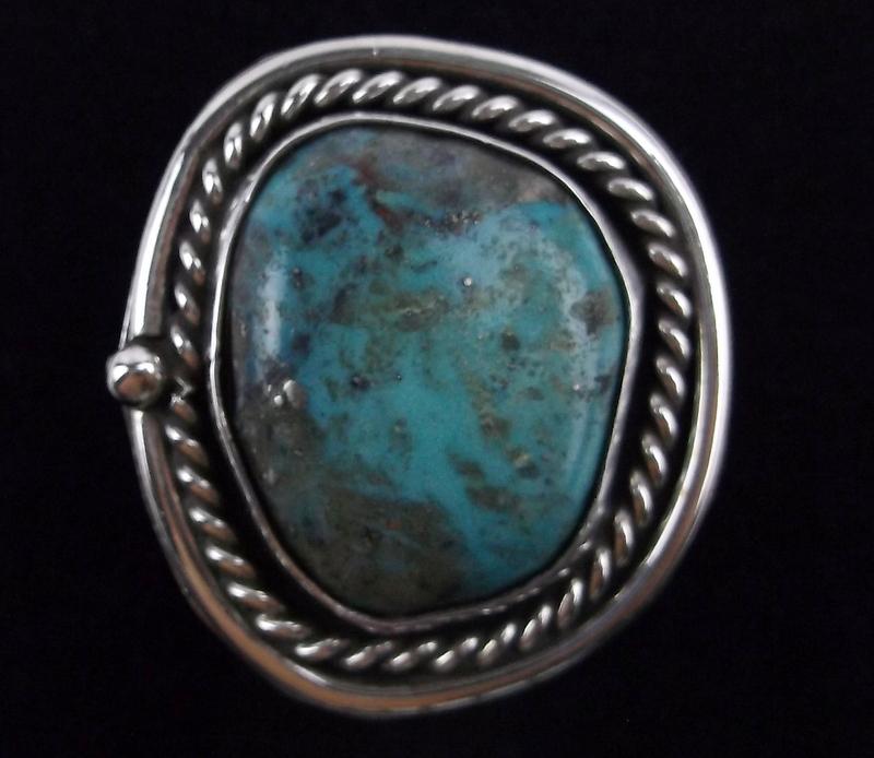Mint Vintage 1960s Navajo Sterling Turquoise Ring 6.5 (1 of 2)