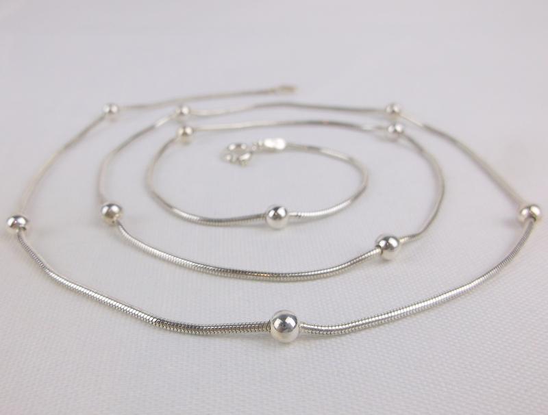 Mint Vintage Sterling Silver Ball Chain Necklace 24" (1 of 2)