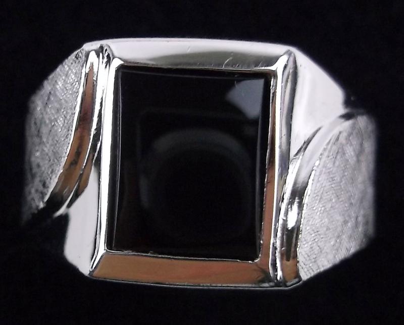 New Vint 1960s Espo Sterling Silver Onyx Mens Ring 8.5 (1 of 3)