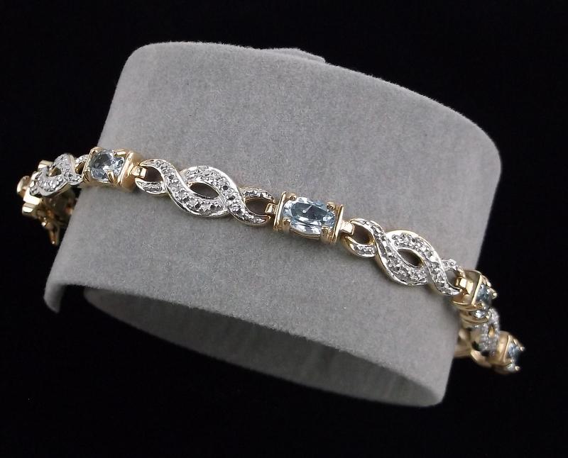 Mint Gold Over Sterling Topaz Diamond Bracelet 7.5" (1 of 3)