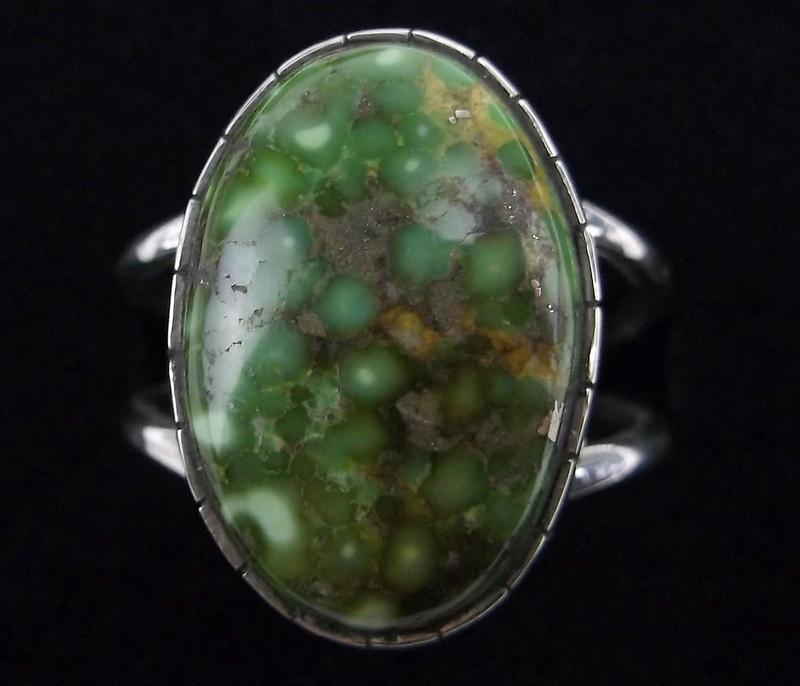 Navajo Merle House Sterling Silver Gaspeite Ring 7 (1 of 4)