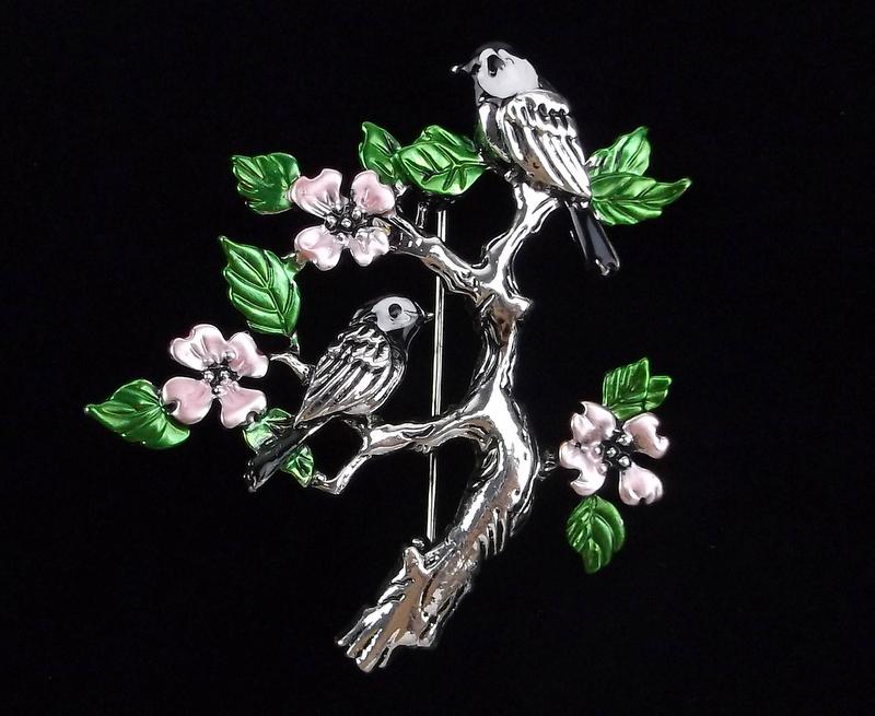 Mint Enameled Bird Brooch (1 of 2)