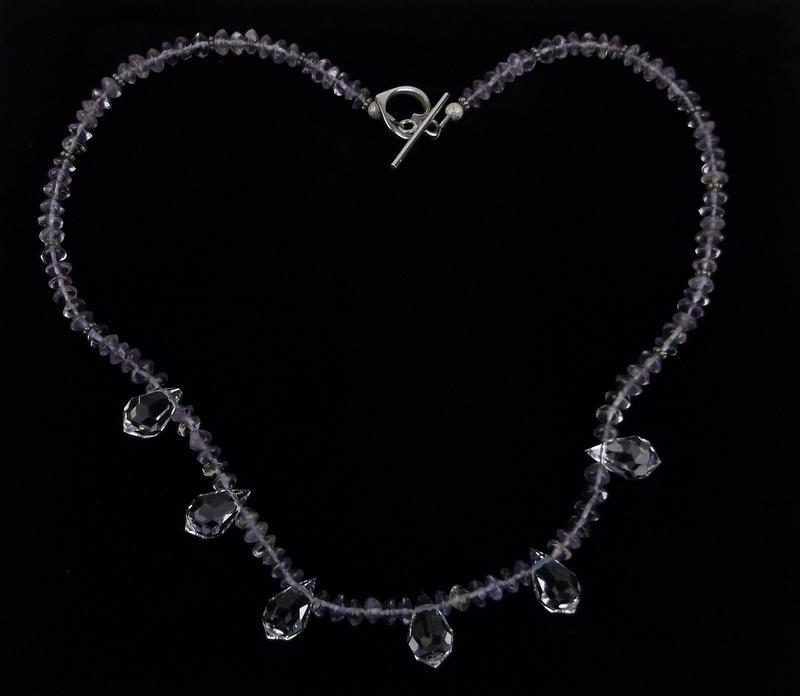 Mint Vintage Sterling Amethyst Quartz Necklace 18" (1 of 4)