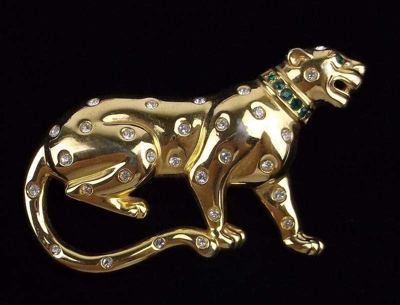 Stunning Vintage Rhinestone Leopard Brooch (1 of 3)
