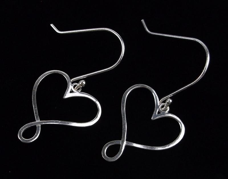 New Sterling Silver Heart Drop Earrings (1 of 2)