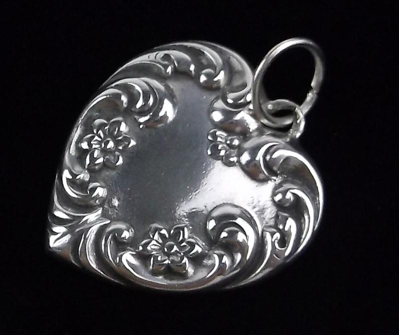 Mint Vintage 1950s Sterling Silver Heart Pendant: Guaranteed Solid 925 Sterling Silver, in Excellent Condition