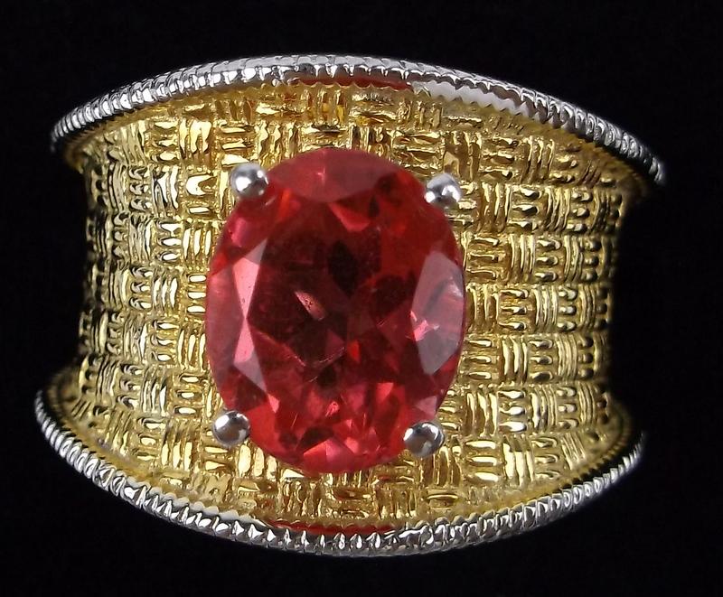 Stunn Heavy Sterling Silver 4ct Red Topaz Ring 6 thick (1 of 3)