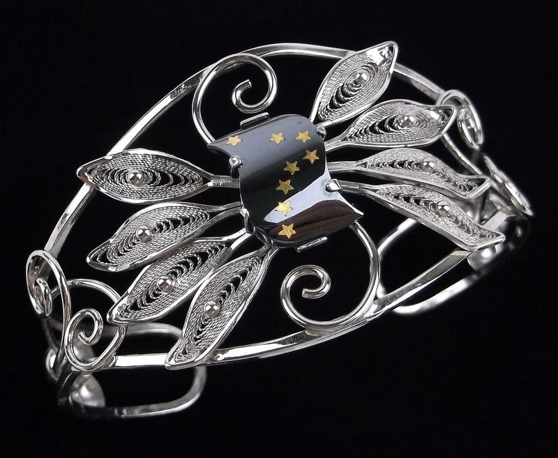 New Vint 1950s Sterling Silver Star Cuff Bracelet 6-8" fit (1 of 5)