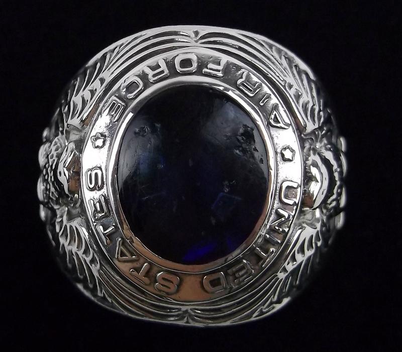 Big Vint Heavy Sterling Silver US Air Force Ring 11 (1 of 4)
