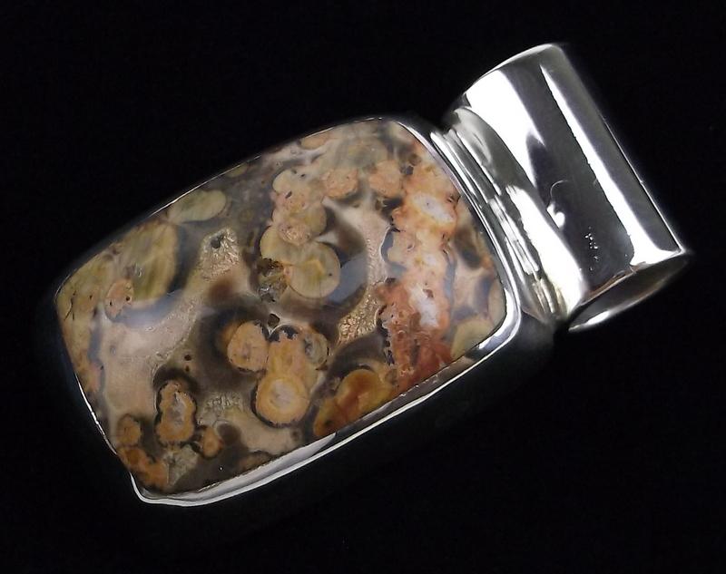 Big Mint Heavy Taxco Sterling Silver Picture Jasper Pendant (1 of 4)