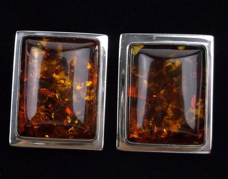 Mint Vint Big Lori Bonn Sterling Gen Amber Earrings HVY (1 of 3)