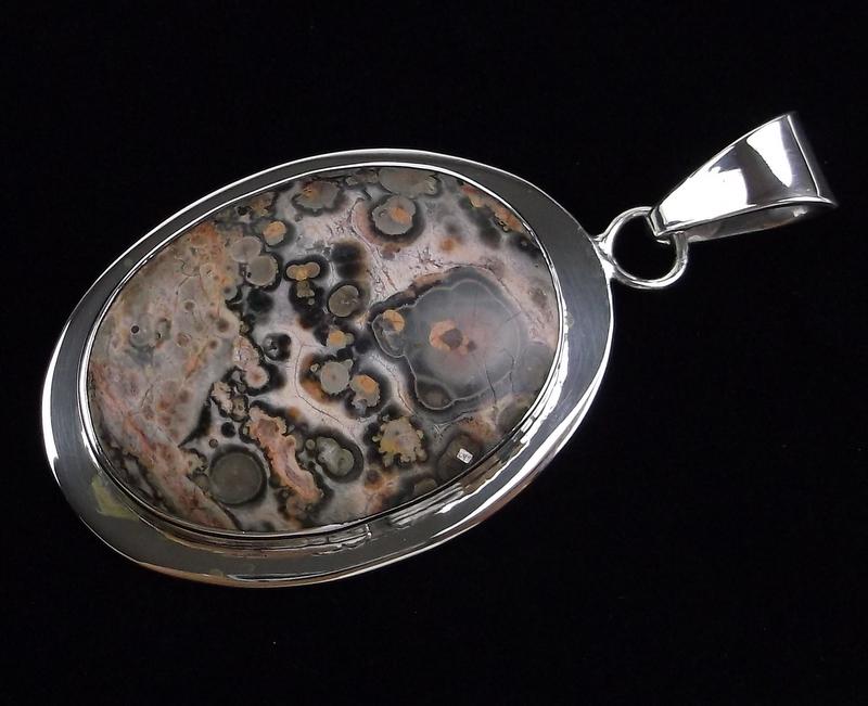 Big Mint Heavy Taxco Sterling Silver Picture Jasper Pendant (1 of 4)