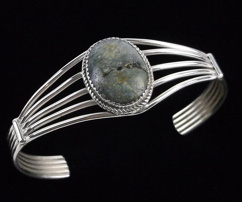 Mint Navajo Sterling Silver Turquoise Cuff Bracelet 6-7.5" (1 of 5)